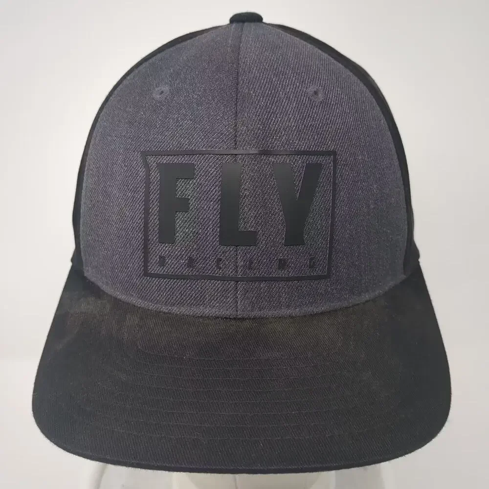 Fly Racing Snapback Hat Black Gray Rubber Logo OSFM Moto Racing Adjustable Cap - Picture 2 of 9